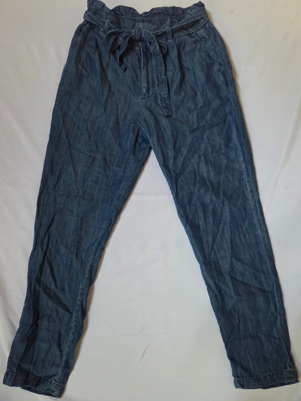 Calvin Klein Chambray Paperbag Waist Pants — Size 4